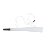 Corneta de plástico com cordão a condizer, ideal para eventos cor branco primeira vista