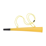 Corneta de plástico com cordão a condizer, ideal para eventos cor amarelo primeira vista