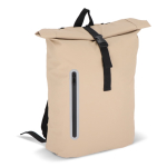 Mochila roll-top enrolável de PU com detalhes refletores 20 L cor bege