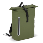 Mochila roll-top enrolável de PU com detalhes refletores 20 L cor verde oliva