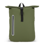 Mochila roll-top enrolável de PU com detalhes refletores 20 L cor verde oliva segunda vista