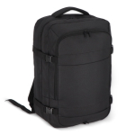 Mochila de rPET ideal para viagens, com amplos compartimentos cor preto