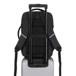 Mochila de rPET ideal para viagens, com amplos compartimentos cor preto quinta vista