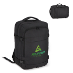 Mochila de rPET ideal para viagens, com amplos compartimentos
