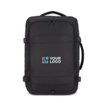 Mochila de rPET ideal para viagens, com amplos compartimentos vista principal