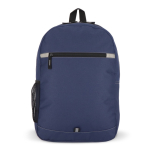 Mochila de rPET com compartimento frontal e pequeno detalhe refletor cor azul-escuro