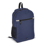 Mochila de rPET com compartimento frontal e pequeno detalhe refletor cor azul-escuro segunda vista