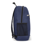 Mochila de rPET com compartimento frontal e pequeno detalhe refletor cor azul-escuro terceira vista
