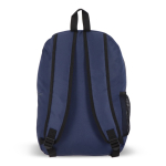Mochila de rPET com compartimento frontal e pequeno detalhe refletor cor azul-escuro quinta vista