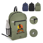 Mochila de rPET com compartimento frontal e pequeno detalhe refletor