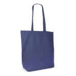 Saco de algodão orgânico com fole e asas compridas 270 g/m2 cor azul-escuro