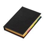 Notas adesivas de capa dura com papéis de vários tamanhos e cores cor preto primeira vista