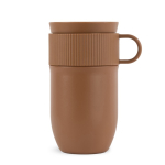 Caneca térmica de aço inoxidável com asa pequena 280 ml cor castanho