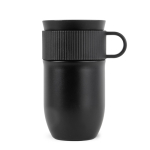 Caneca térmica de aço inoxidável com asa pequena 280 ml cor preto
