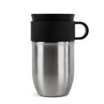 Caneca térmica de aço inoxidável com asa pequena 280 ml cor prateado