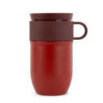 Caneca térmica de aço inoxidável com asa pequena 280 ml cor vermelho-escuro