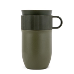 Caneca térmica de aço inoxidável com asa pequena 280 ml cor verde oliva