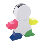 Marca-texto em forma de boneco com 4 cores fluorescentes com apagador cor branco primeira vista