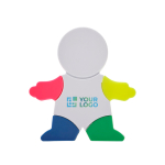 Marca-texto em forma de boneco com 4 cores fluorescentes com apagador cor branco vista principal