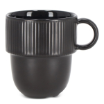 Caneca empilhável de porcelana com pequena asa superior 270 ml cor preto