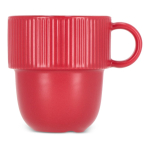 Caneca empilhável de porcelana com pequena asa superior 270 ml cor vermelho segunda vista