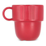 Caneca empilhável de porcelana com pequena asa superior 270 ml cor vermelho terceira vista