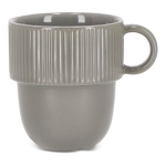 Caneca empilhável de porcelana com pequena asa superior 270 ml cor cinzento