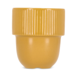 Caneca empilhável de porcelana com pequena asa superior 270 ml cor amarelo quarta vista