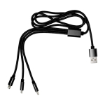 Set de cabos de carga com múltiplos conectores e comprimento de 95 cm cor preto primeira vista