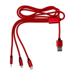 Set de cabos de carga com múltiplos conectores e comprimento de 95 cm cor vermelho primeira vista