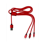 Set de cabos de carga com múltiplos conectores e comprimento de 95 cm cor vermelho segunda vista