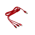 Set de cabos de carga com múltiplos conectores e comprimento de 95 cm cor vermelho terceira vista