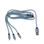 Set de cabos de carga com múltiplos conectores e comprimento de 95 cm cor prateado vista principal