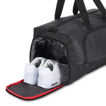 Saco de viagem de jacquard e PU com compartimento para calçado cor preto sexta vista