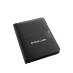 Portfólio com 30 folhas pautadas e compartimentos organizativos cor preto vista principal