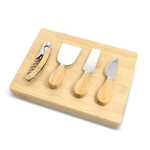 Set em caixa de bambu personalizável com utensílios para queijo/vinho cor natural segunda vista
