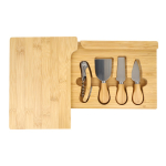 Set em caixa de bambu personalizável com utensílios para queijo/vinho cor natural quarta vista
