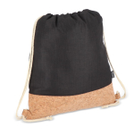 Mochila de cordão de rPET com base de cortiça e capacidade de 10 kg cor preto