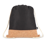 Mochila de cordão de rPET com base de cortiça e capacidade de 10 kg cor preto segunda vista
