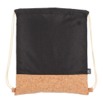 Mochila de cordão de rPET com base de cortiça e capacidade de 10 kg cor preto terceira vista