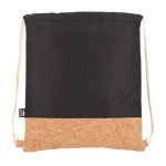 Mochila de cordão de rPET com base de cortiça e capacidade de 10 kg cor preto quarta vista