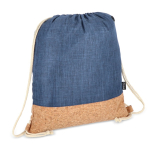 Mochila de cordão de rPET com base de cortiça e capacidade de 10 kg cor azul-escuro