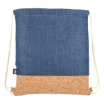 Mochila de cordão de rPET com base de cortiça e capacidade de 10 kg cor azul-escuro quarta vista