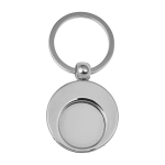 Porta-chaves de metal redondo, ficha para carrinho das compras KeyCoin cor prateado primeira vista