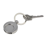 Porta-chaves de metal redondo, ficha para carrinho das compras KeyCoin cor prateado quinta vista