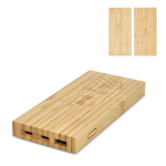 Powerbank de bambu com três portas distintas 8000 mAh