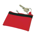 Porta-moedas compacto e leve de nylon com fecho de correr preto cor vermelho primeira vista