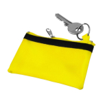 Porta-moedas compacto e leve de nylon com fecho de correr preto cor amarelo primeira vista