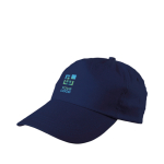 Clássico boné de 5 painéis com fecho de plástico cor azul vista principal