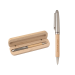 Caneta de madeira com estojo a condizer tinta alemã Dokumental azul cor castanho vista principal